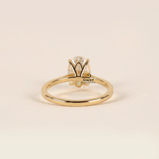 Oval Lab Diamond Tulip Set Wedding Ring For Women