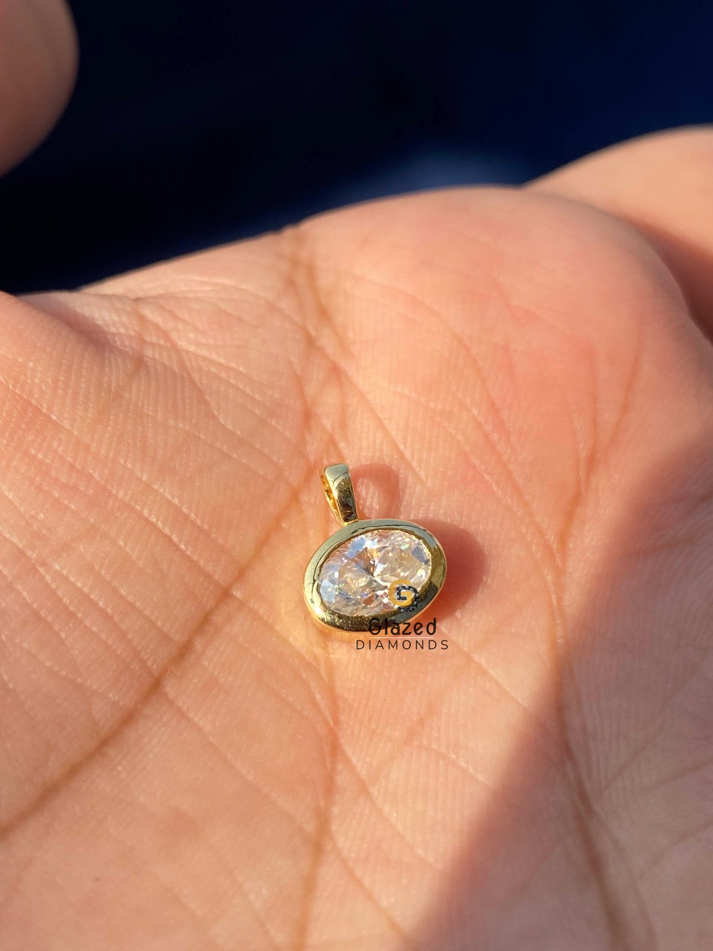 Oval Moissanite Bezel Set Pendant 925 Silver