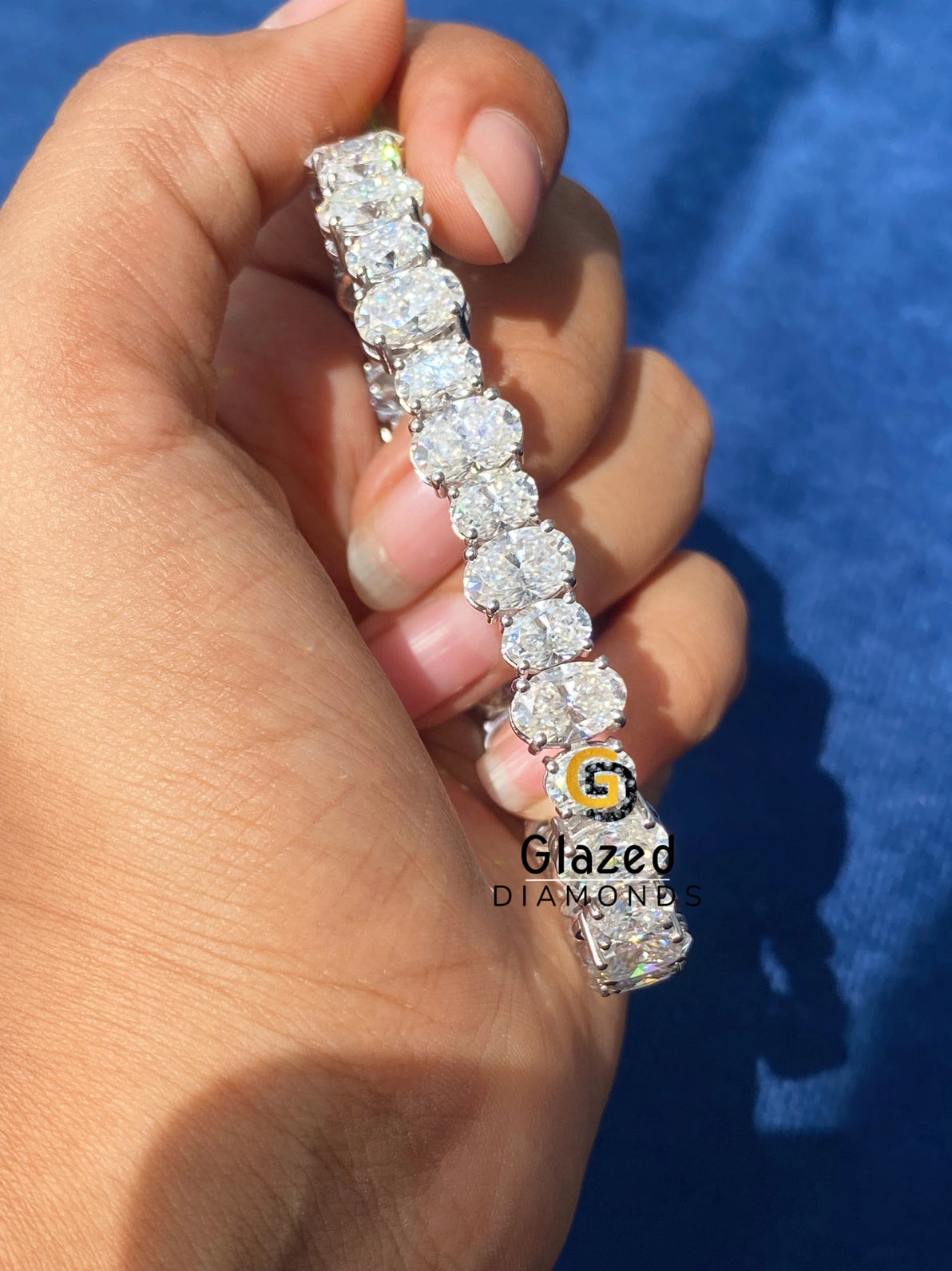 Oval Moissanite D Colorless VVs Tennis Link Bracelet