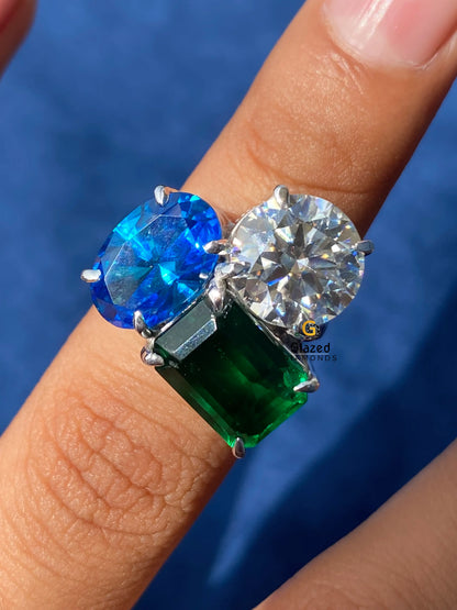 Oval Multi Shape Three Stone Engagement Ring