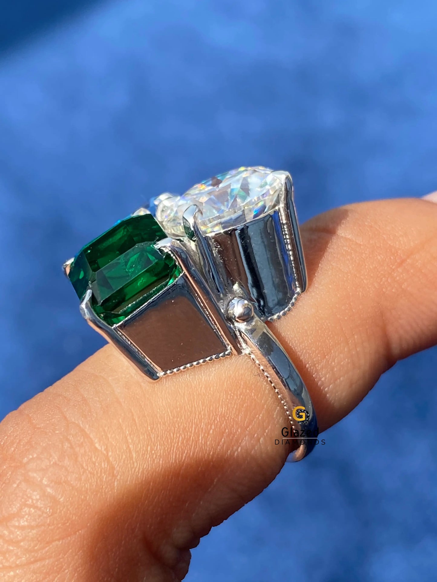 Oval Multi Shape Three Stone Engagement Ring For Women