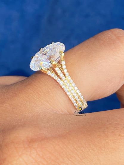 Oval Split Shank Anniversary Ring For Women