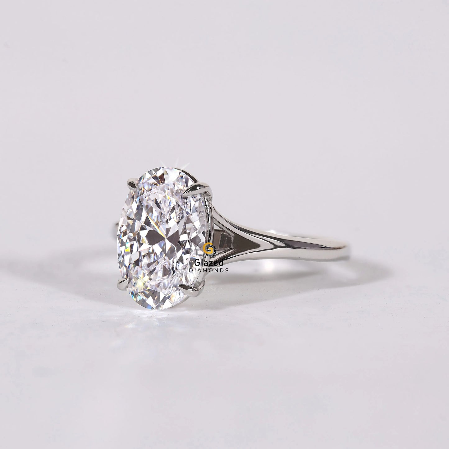 Oval Split Shank Lab Diamond Wedding Ring