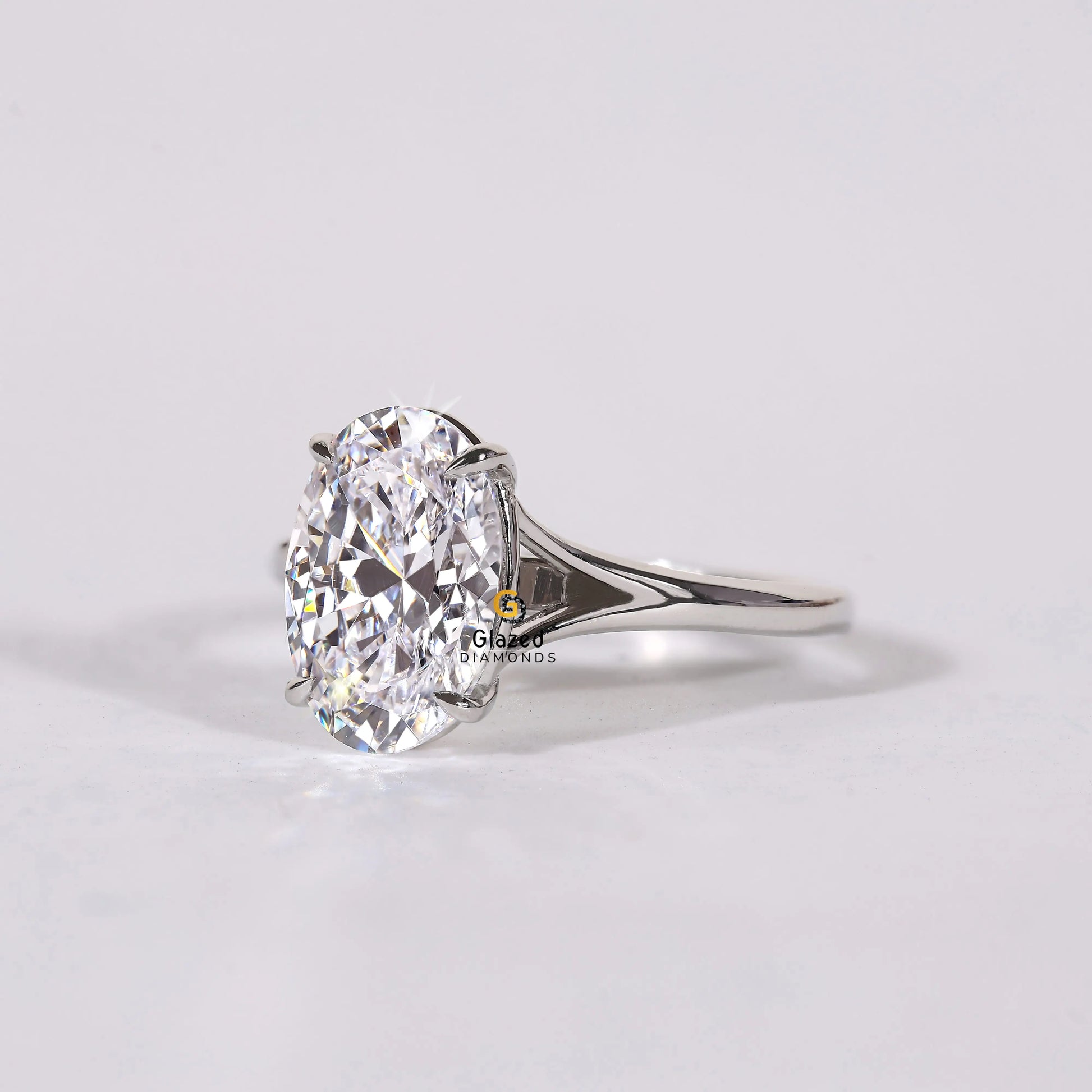 Oval Split Shank Lab Diamond Wedding Ring