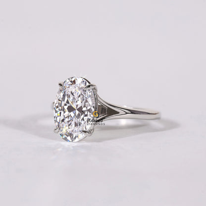 Oval Split Shank Lab Diamond Wedding Ring