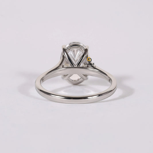 Oval Split Shank Lab Diamond Wedding Ring For Women