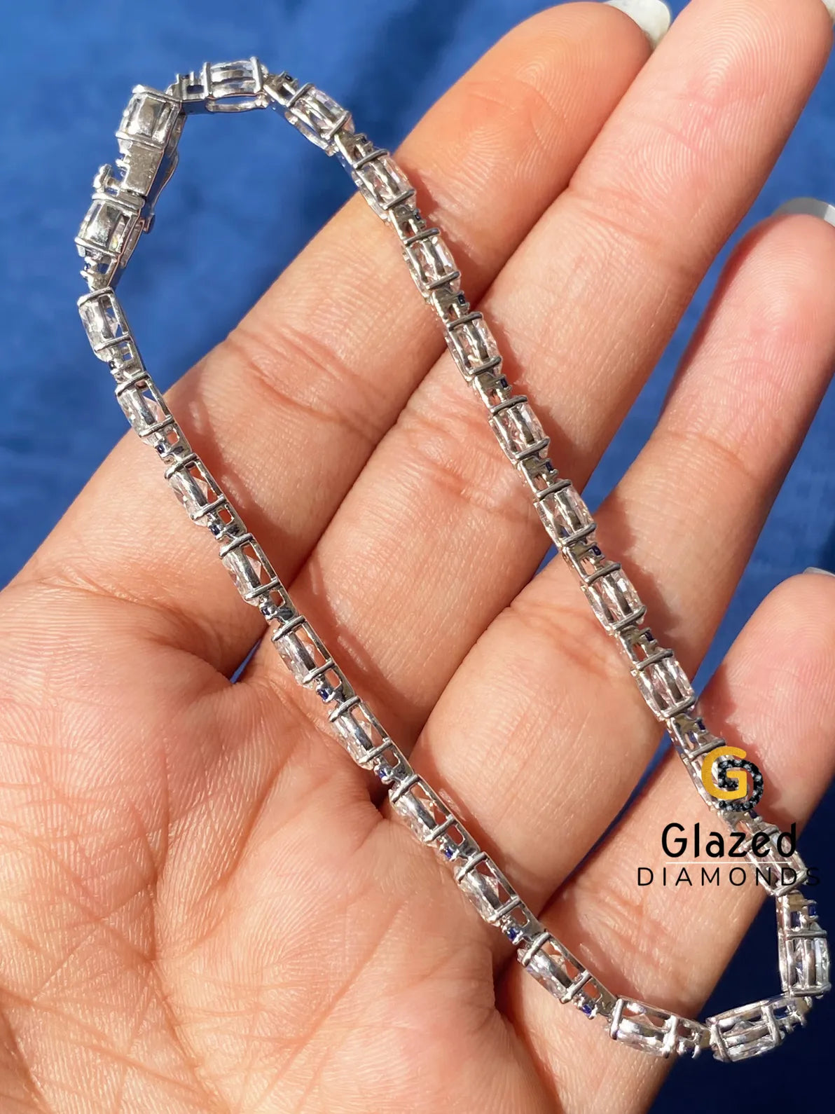  Oval VVs Moissanite Tennis Link Bracelet 925 Silver