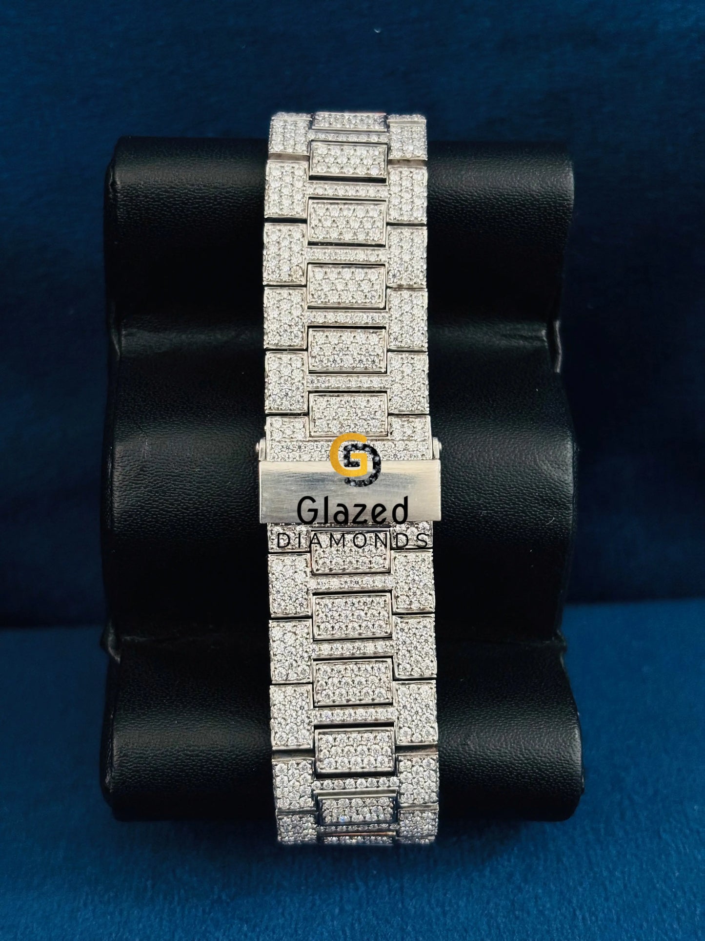 Royal Blue Dial Studded Moissanite Automatic Watch
