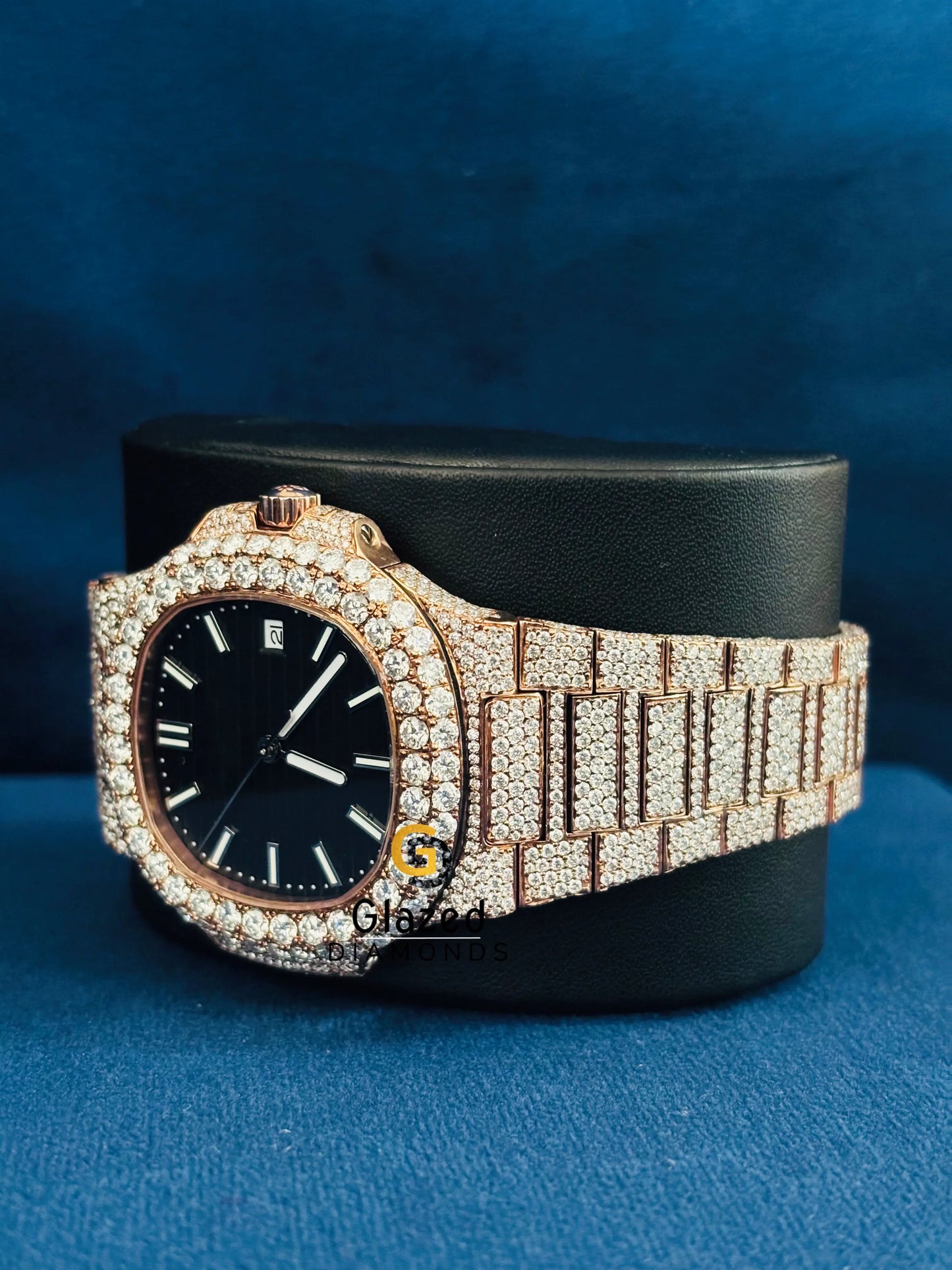 Patek Philippe Moissanite Black Dial Hip Hop Watch For Men