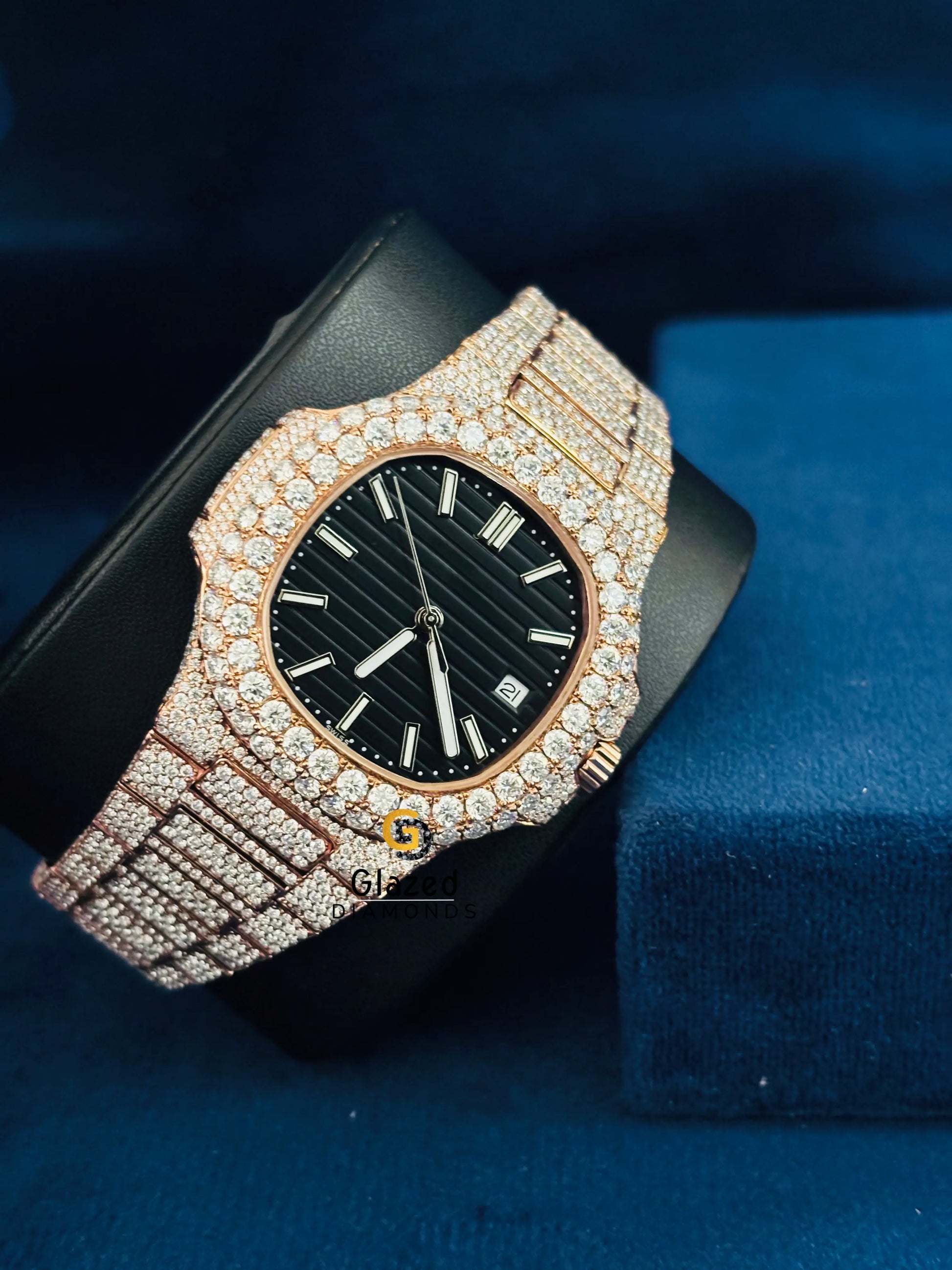 Patek Philippe Moissanite Black Dial Watch