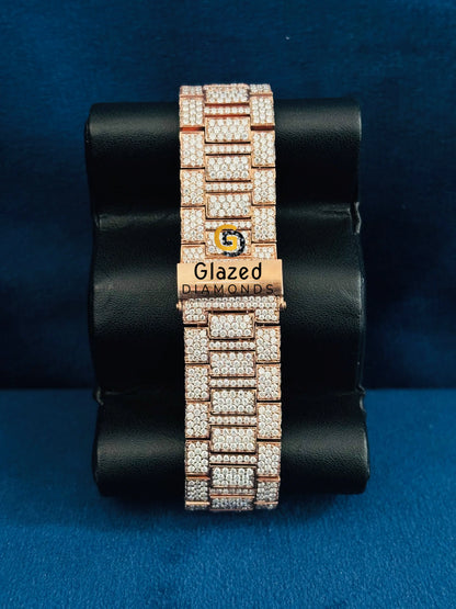 Patek Philippe Rose Gold Plated Moissanite Black Dial Watch For Men