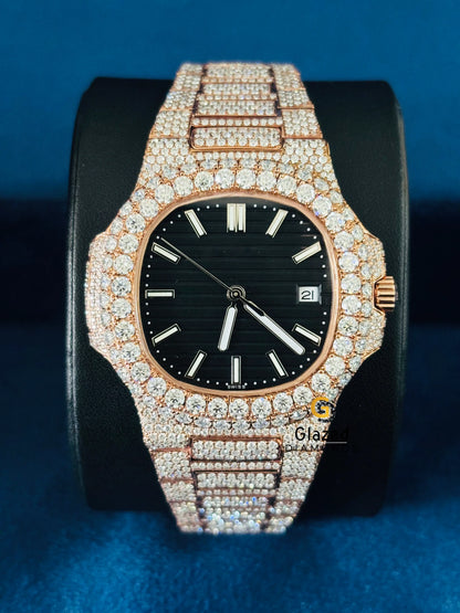 Patek Philippe moissanite Black Dial Watch for Men