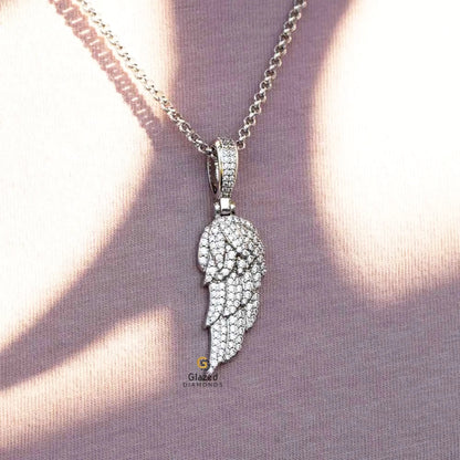 VVS Moissanite Diamond Iced Angel Wing Pendant