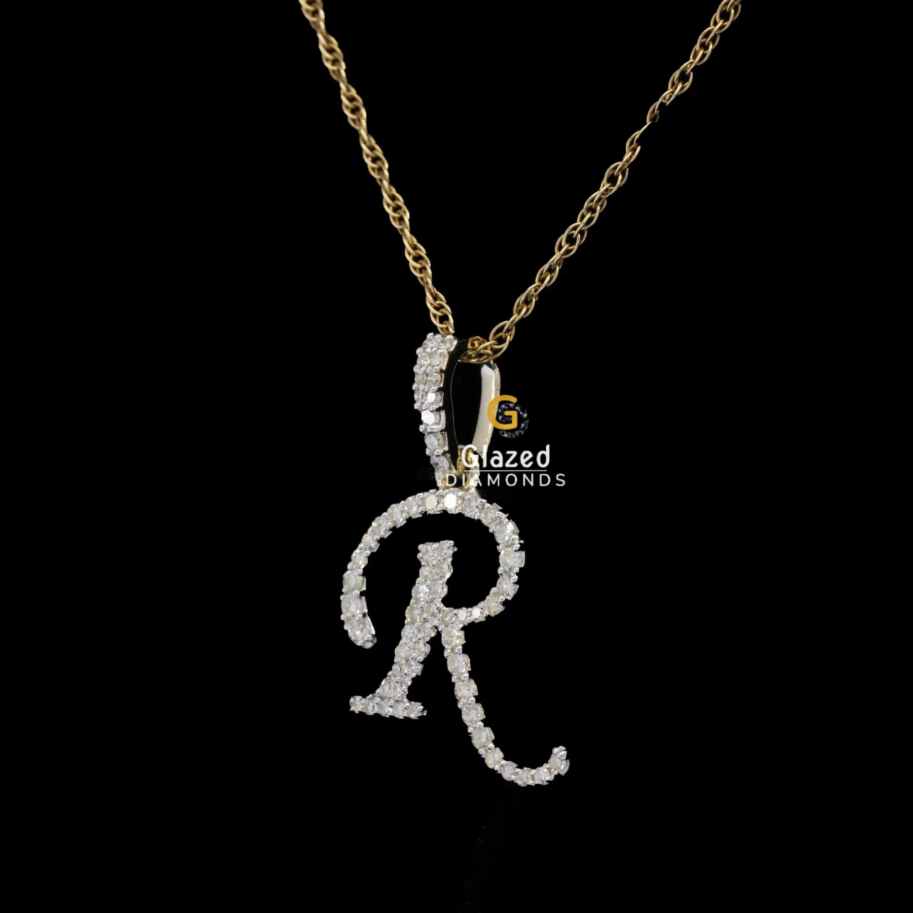 Initial R Letter Moissanite Pave Diamond Hip Hop Pendant