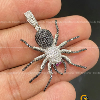 Black & White Moissanite Spider Pendant in 925 Silver