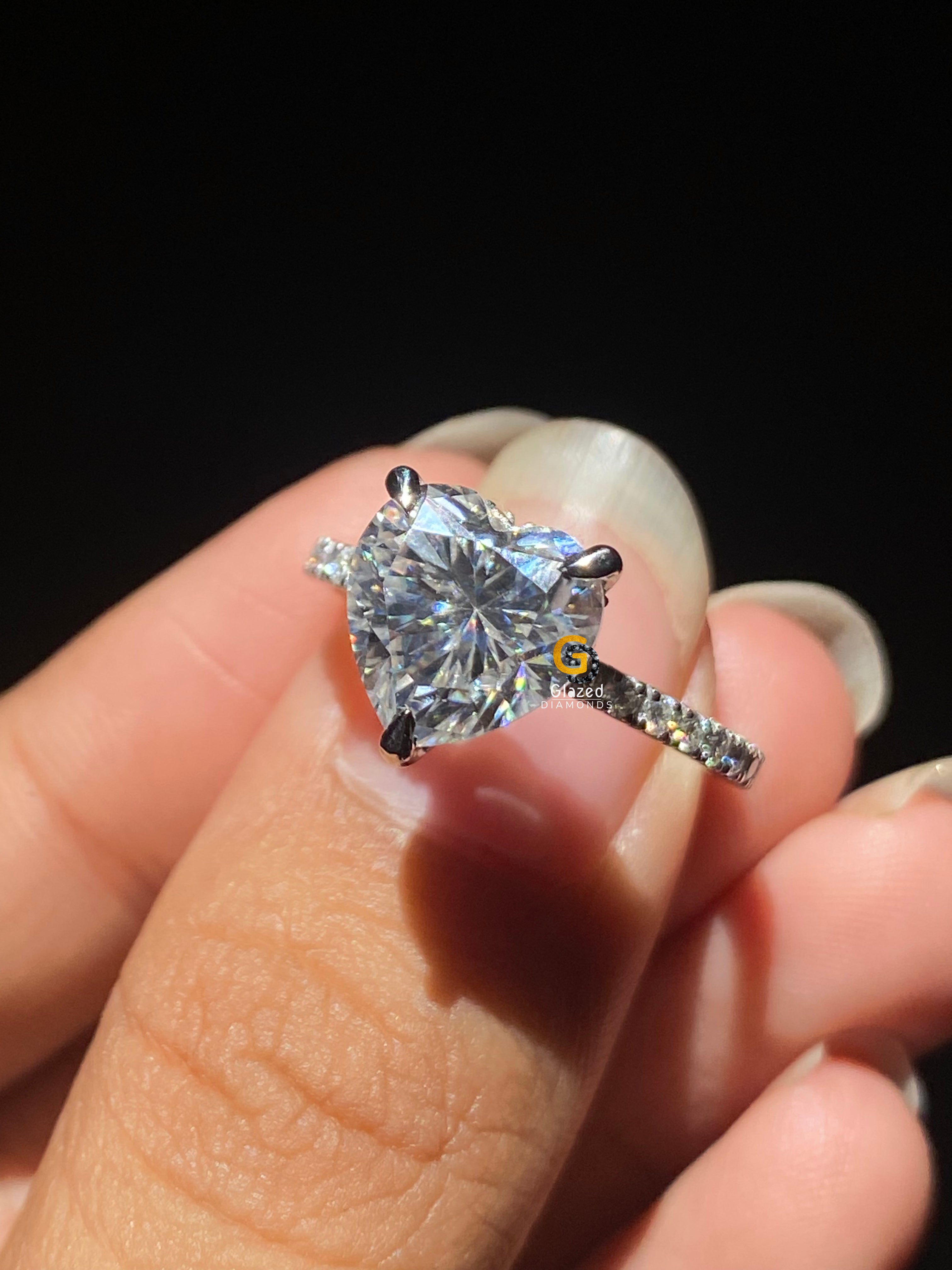 4 CT Heart Cut Pave Moissanite Engagement Ring For Her
