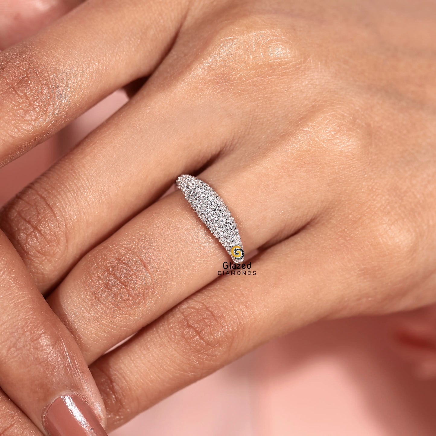 Pave Lab Grown Diamond Dome Ring For Women