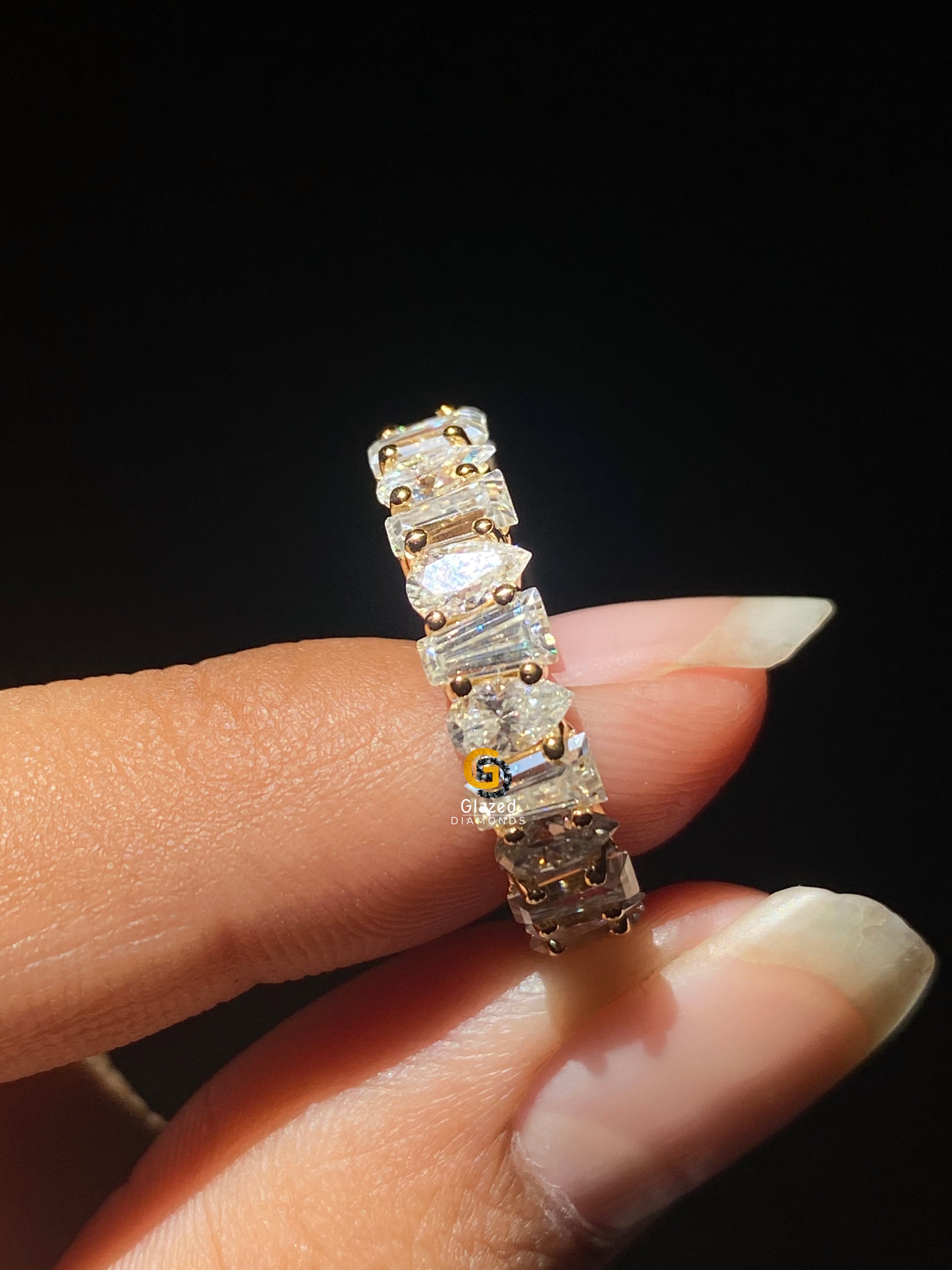 Tapperd Baguette Pear Cut Full Eternity Moissanite Wedding Band For Women