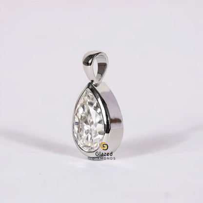 Pear Bezel Set Lab Diamond Pendant For Her