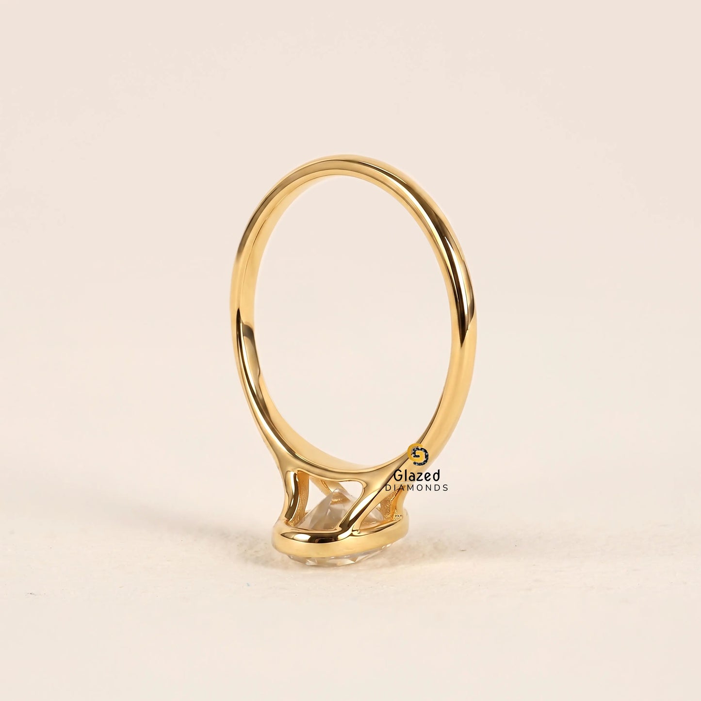 Pear Bezel Set Lab Diamond Wedding Ring