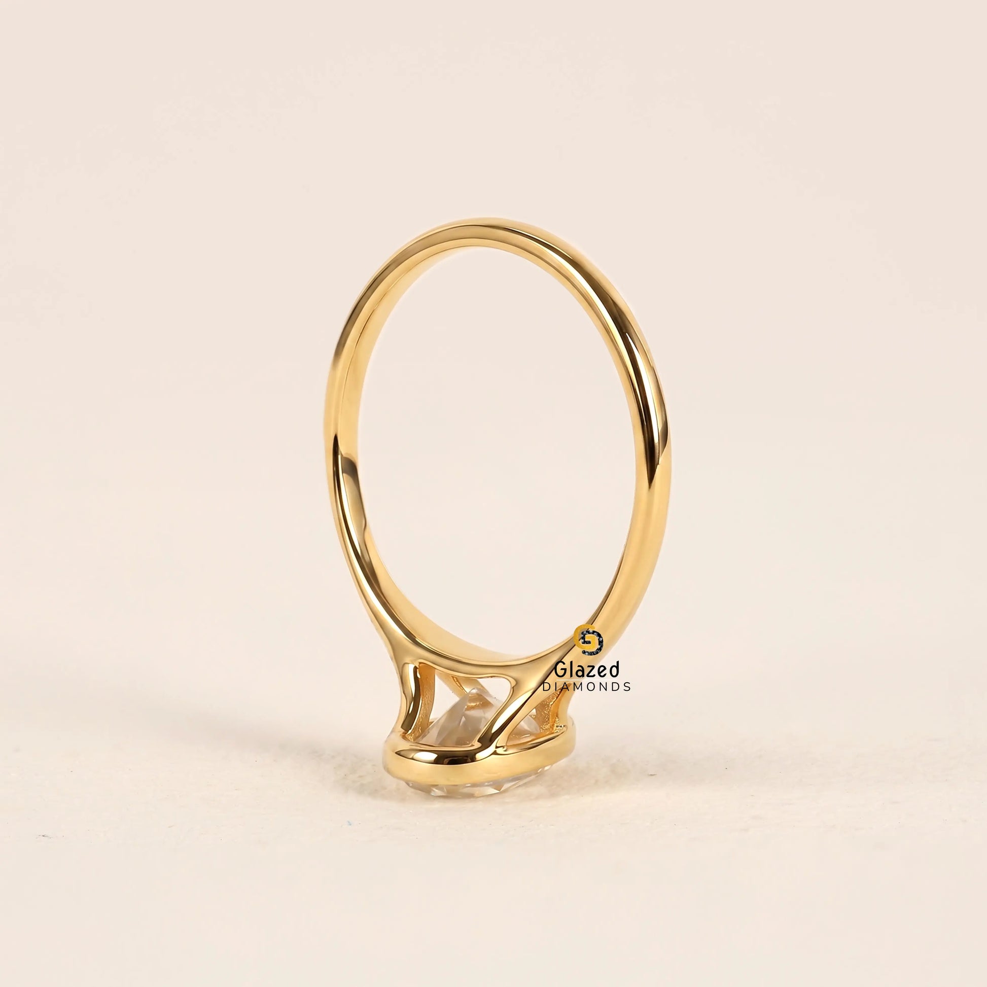Pear Bezel Set Lab Diamond Wedding Ring