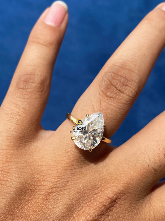 Pear Cut Solitaire Moissanite Engagement Ring