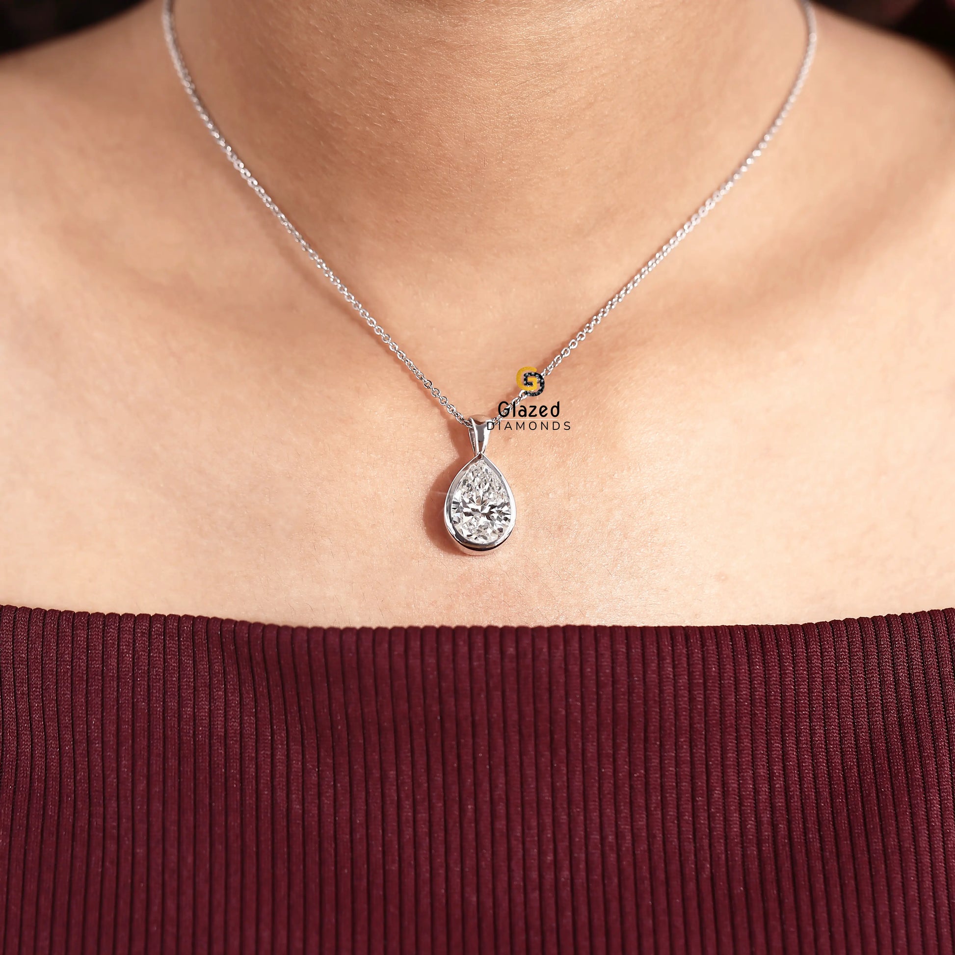 Pear Diamond Pendant For Women