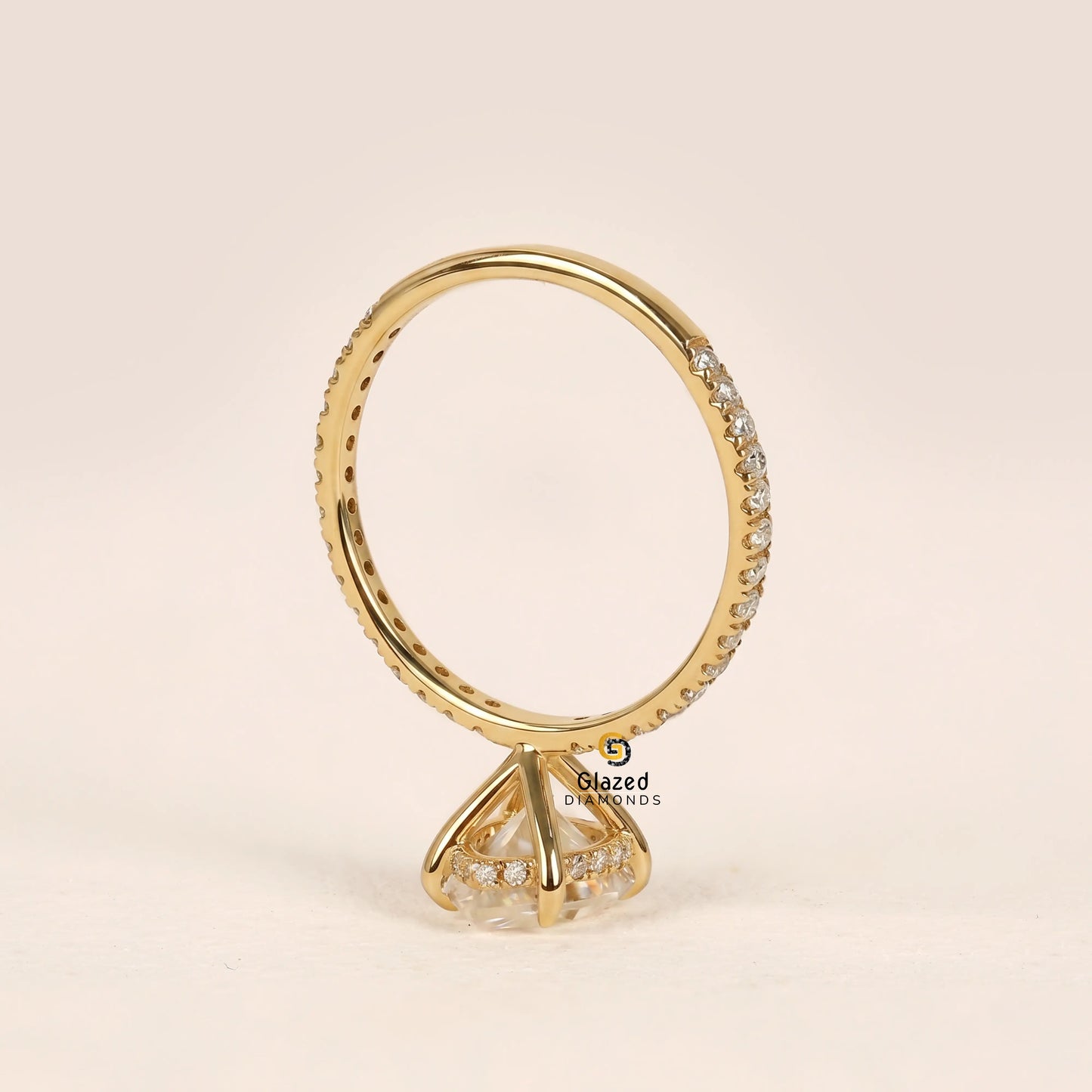 Pear Hidden Halo Lab Diamond Wedding Ring