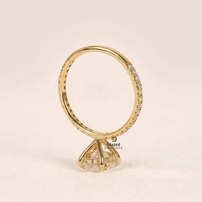 Pear Hidden Halo Lab Diamond Wedding Ring