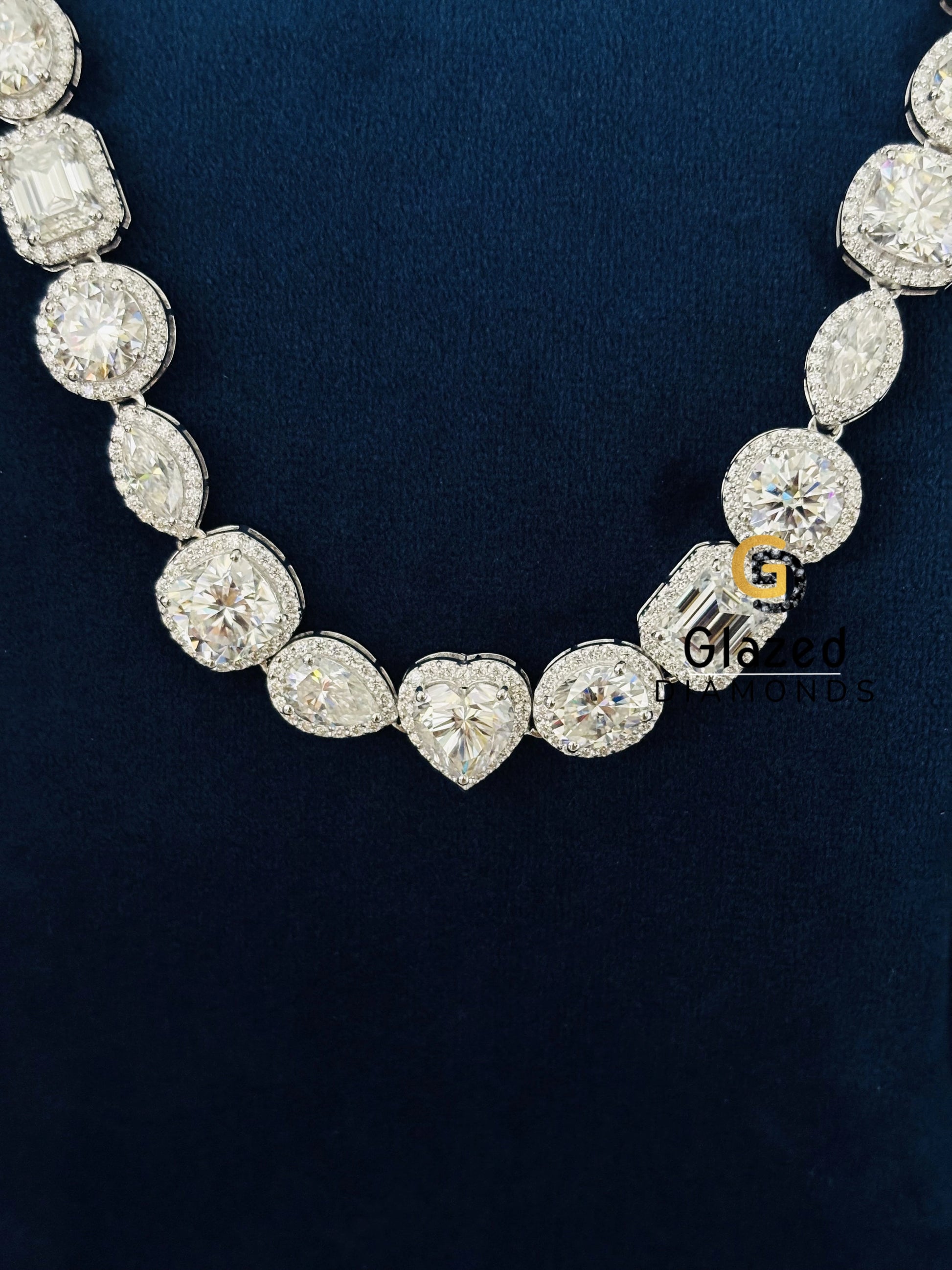 Pear Marquise heart Cushion Round Diamond Halo Tennis Chain