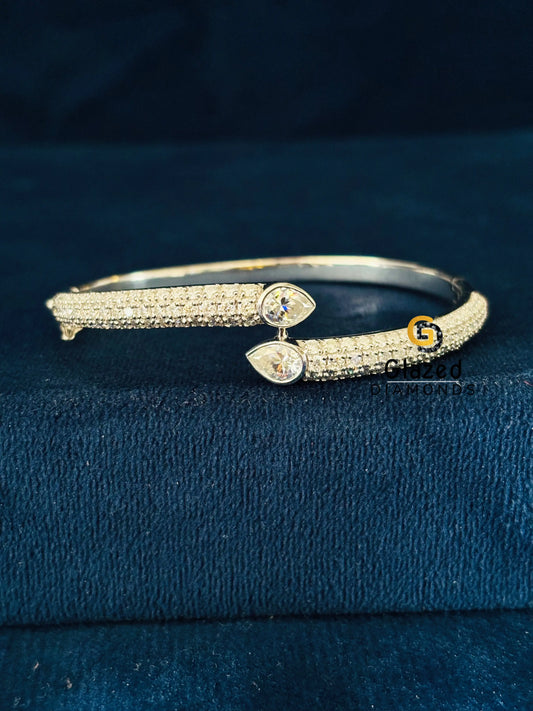 Pear Moissanite Open Cuff Bracelet