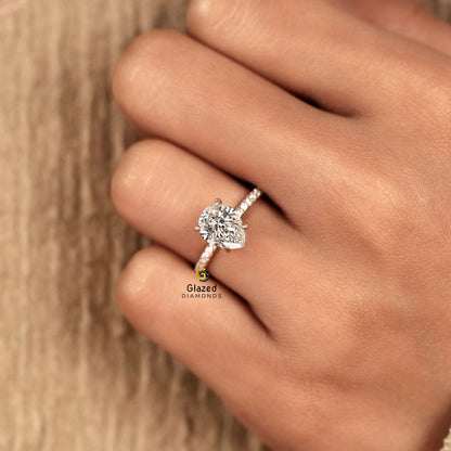 Pear Pave Set Lab Diamond Wedding Ring