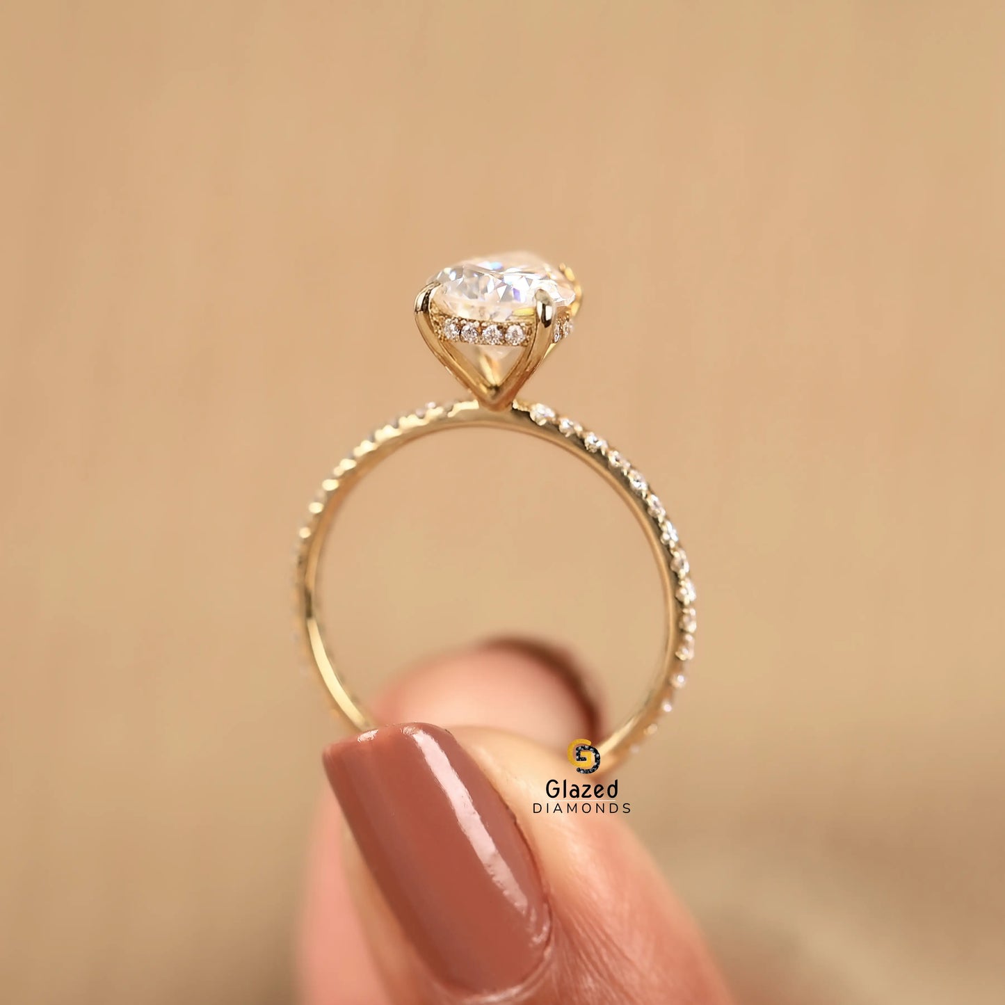 Pear Pave Set Lab Diamond Wedding Ring For Women 