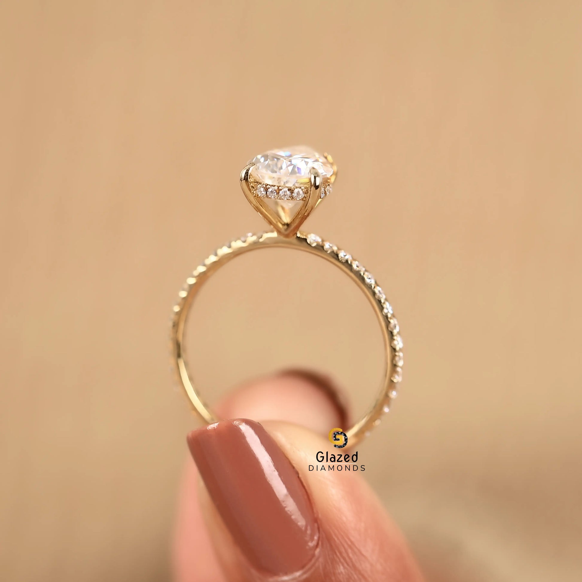 Pear Pave Set Lab Diamond Wedding Ring For Women 
