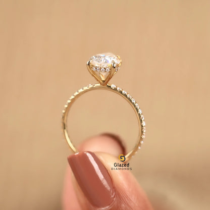 Pear Pave Set Lab Diamond Wedding Ring For Women 