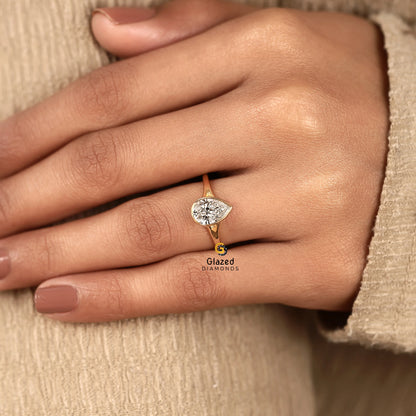 Pear Split Shank Lab Dimond Wedding Ring