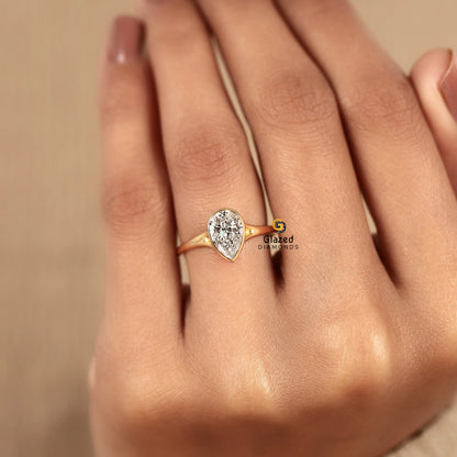Pear Split Shank Lab Dimond Wedding Ring For Women