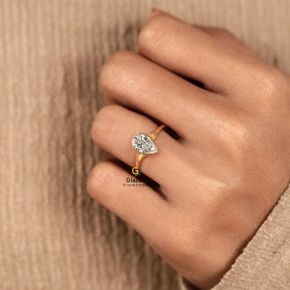 Pear Split Shank Lab Grown Dimond Wedding Ring