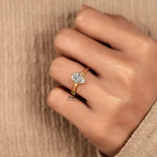 Pear Split Shank Lab Grown Dimond Wedding Ring