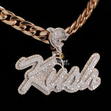 Bust Down Custom Kush Name Moissanite Diamond Hip Hop Pendant