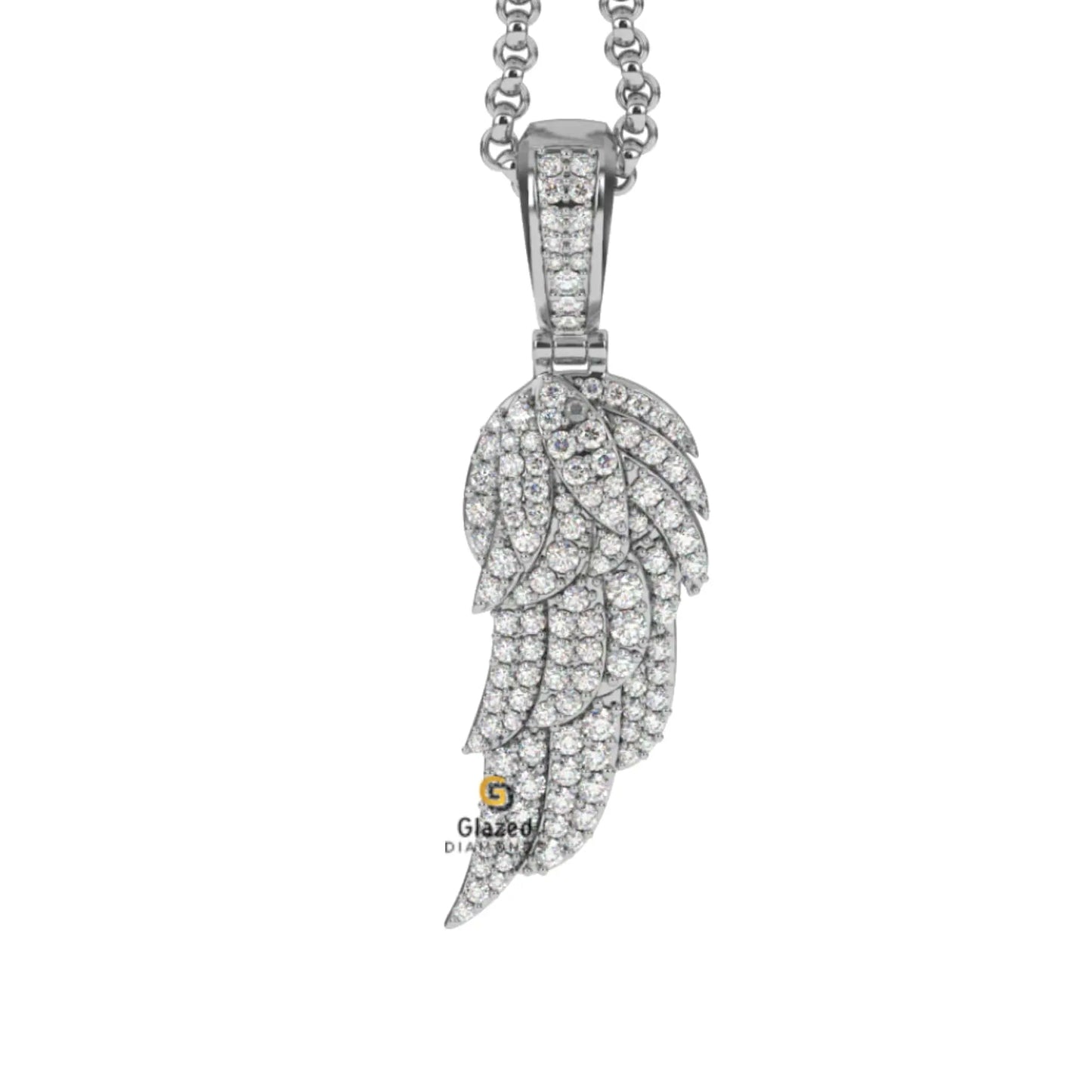 VVS Moissanite Diamond Iced Angel Wing Pendant