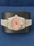 Pink Dial Fully Iced Out Moissanite Diamond Studded Watch