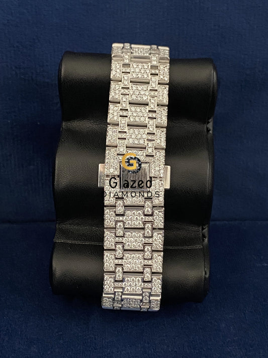 Pink Arabic Dial Stainless Stee lMoissanite Watch