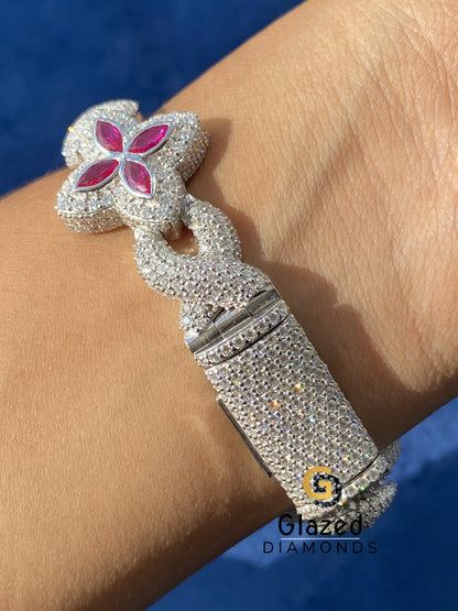 Pink Marquise Moissanite Clover Bracelets