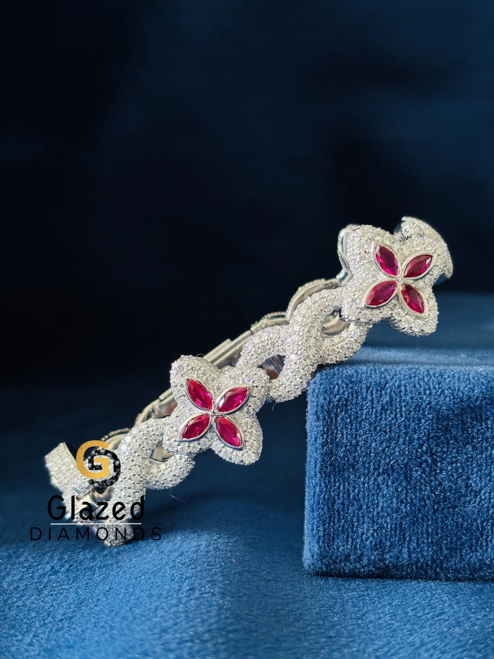 Pink Marquise Moissanite Hip Hop Bracelets