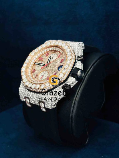 Pink Number Multi Face Dial Diamod Studd Hip Hip Moissanite AP Watch