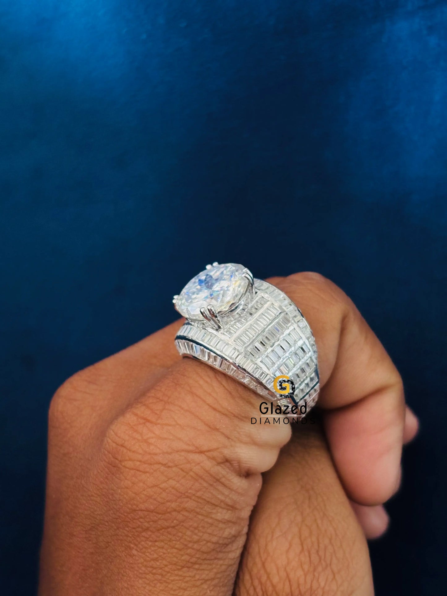 Portuguese Cut Baguette Moissanite Hip Hop Ring
