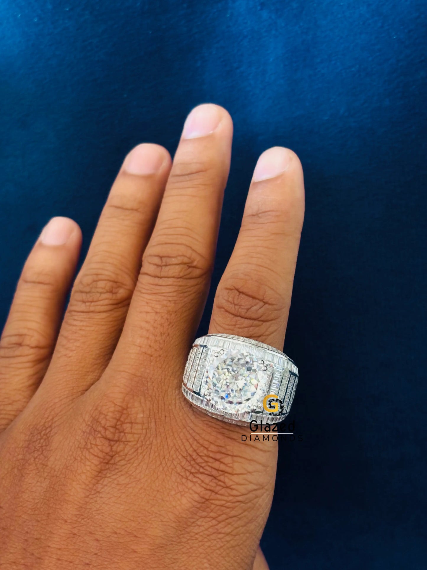 Portuguese Cut Baguette Moissanite Hip Hop Ring For Men