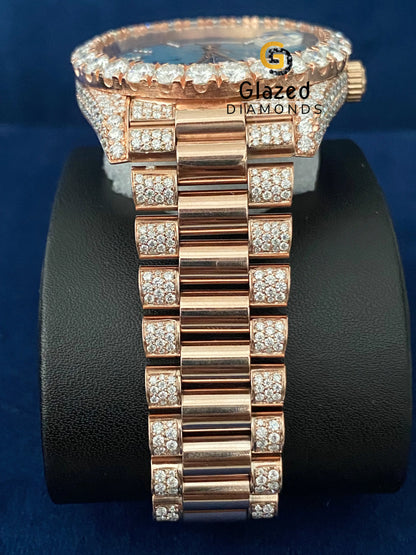 Turquoise Marble Dial Presidential Strap Day Date Moissanite Watch