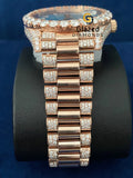 Turquoise Marble Dial Presidential Strap Day Date Moissanite Watch